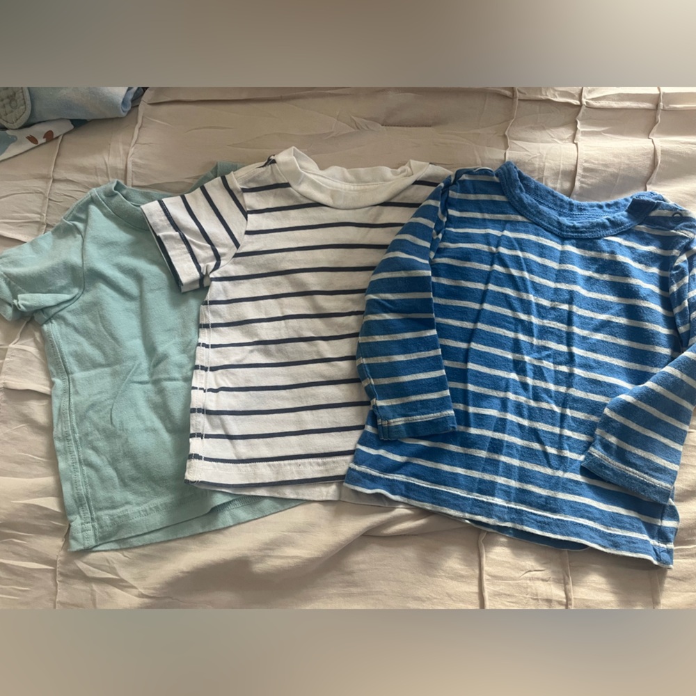 Primary Trio Tee Set in Blue, White, Mint